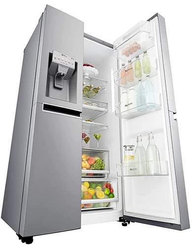 LG 668 L Inverter Linear Frost Free Side-by-Side Refrigerator (GC-L247CLAV, Platinum Silver, With Water & Ice Dispenser