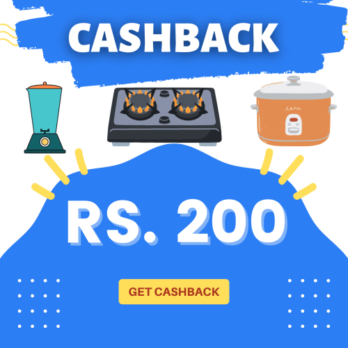 Flat Rs. 200 Cash Back On Kitchenware and Aplliances Order  Value Above Rs 2000