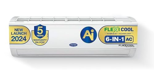 Top 10 Best 1.5 Ton 5 Star Air Conditioners In India 2024 3 Carrier 1.5 Ton 5 Star AI Flexicool Inverter Split AC Copper, Convertible 6-in-1 Cooling
